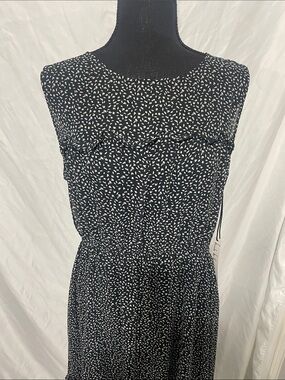 Nicole Miller NWT Black & White Printed Sleeveless Midi Dress. Size 16. NEW
